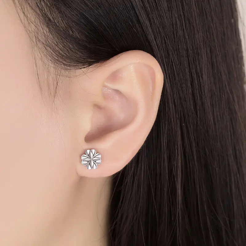 Silver Flower Earrings for Women Wholesale - Image 4