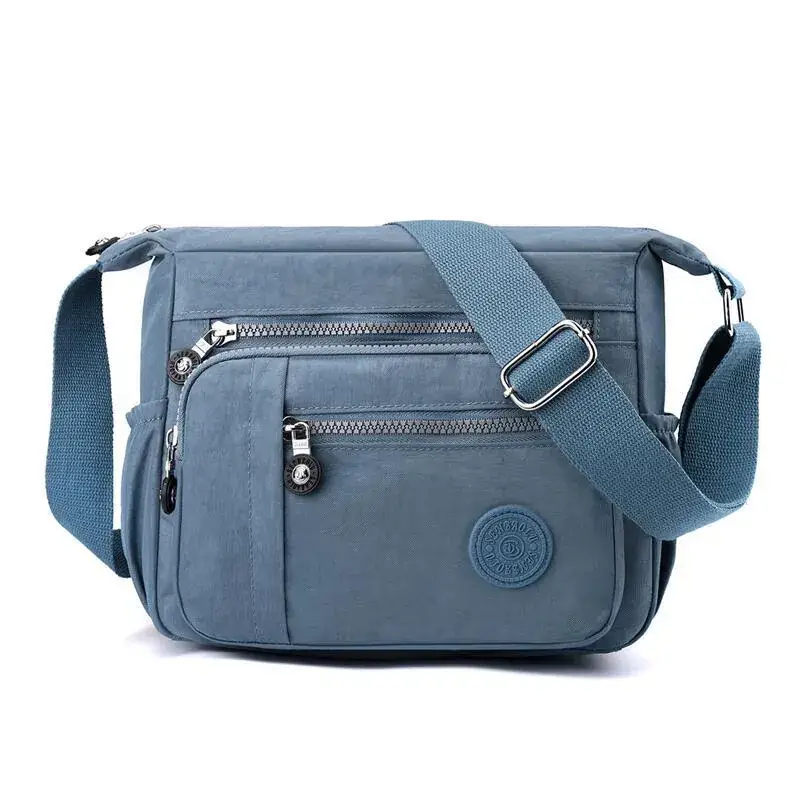 Navy Nylon Diagonal Shoulder Bag for Women - Image 12