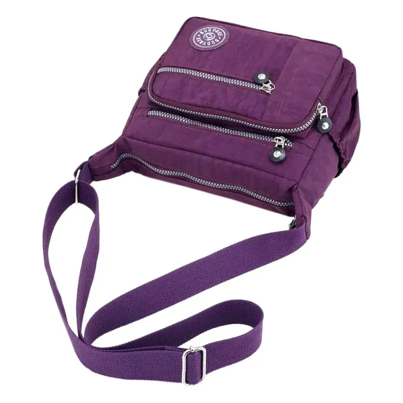 Navy Nylon Diagonal Shoulder Bag for Women