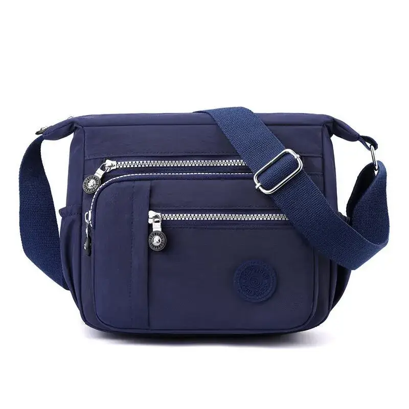 Navy Nylon Diagonal Shoulder Bag for Women - Image 7