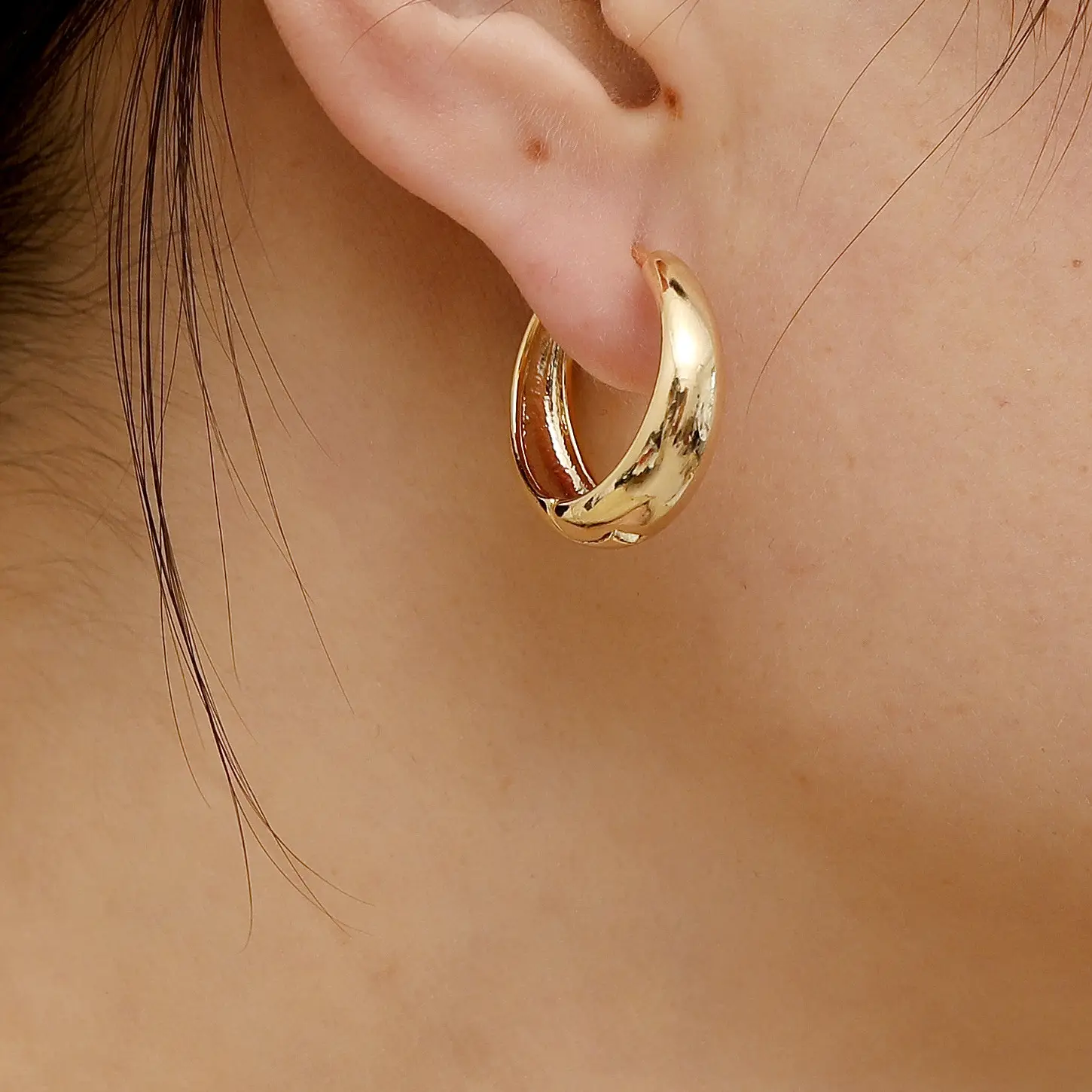 Japanese & Korean Round Gold Plated Earrings for Women
