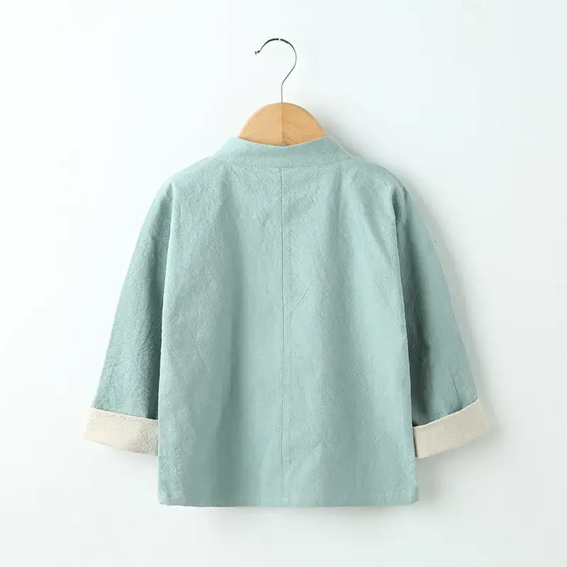 Red Chinese Style Boys Hanfu Suit Cotton Linen