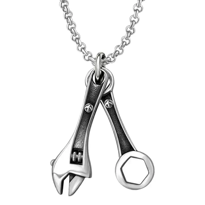 Tactical Hip Hop Wrench Pendant Necklace Titanium Steel