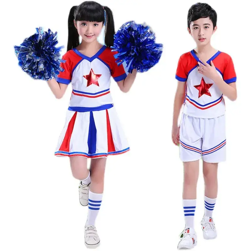 Kids Cheerleader Red White Star Suit Football Uniform - Image 5