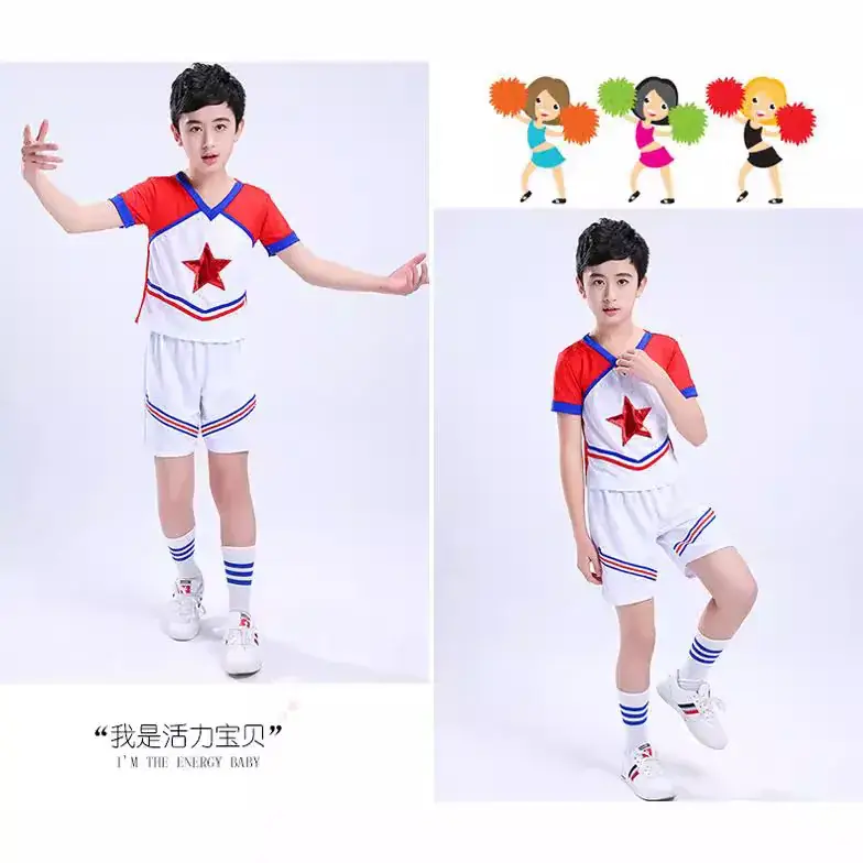 Kids Cheerleader Red White Star Suit Football Uniform - Image 6