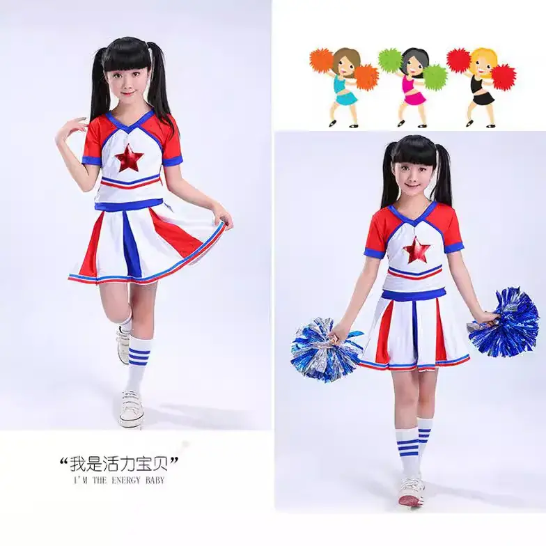 Kids Cheerleader Red White Star Suit Football Uniform - Image 7