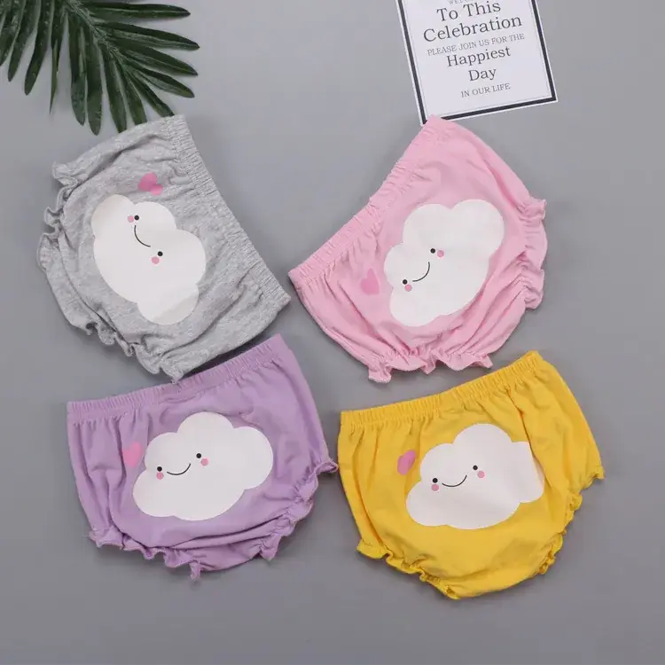 Cute Face Printed Cotton Baby Shorts White 0-3Y - Image 26