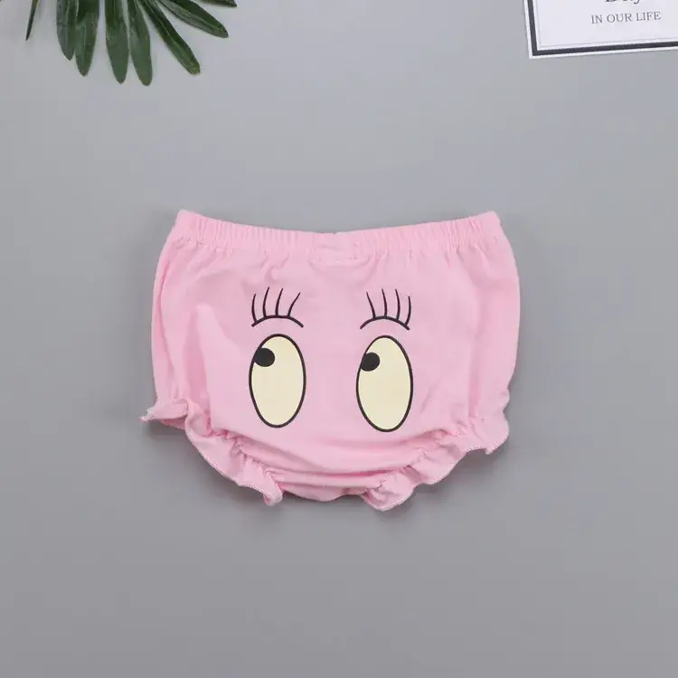 Cute Face Printed Cotton Baby Shorts White 0-3Y - Image 12