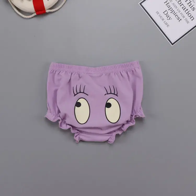 Cute Face Printed Cotton Baby Shorts White 0-3Y - Image 13