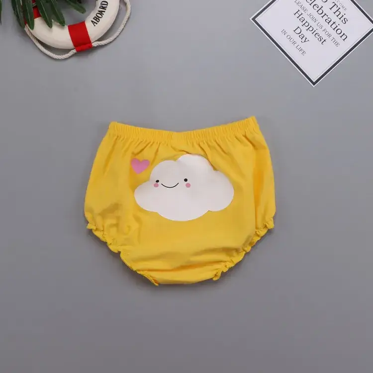 Cute Face Printed Cotton Baby Shorts White 0-3Y - Image 14