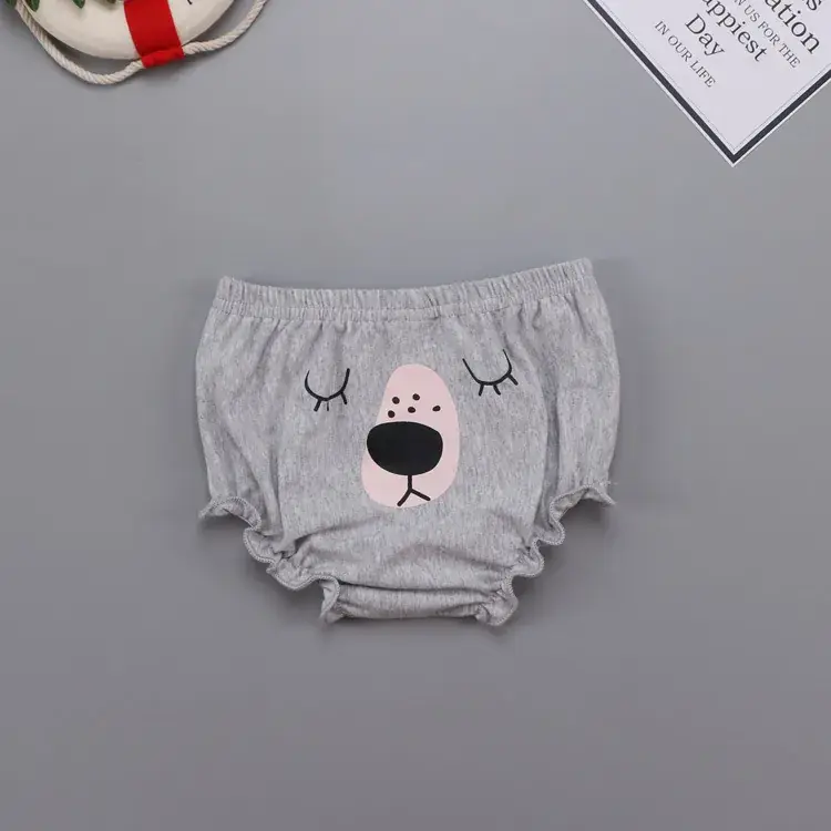 Cute Face Printed Cotton Baby Shorts White 0-3Y - Image 2