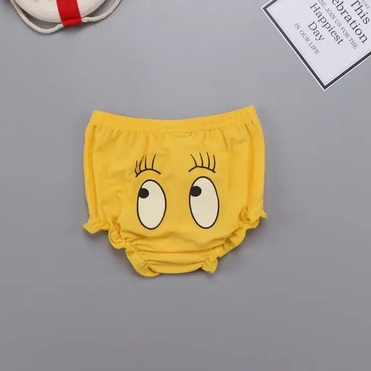 Cute Face Printed Cotton Baby Shorts White 0-3Y - Image 23