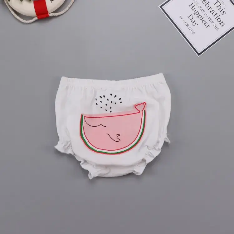 Cute Face Printed Cotton Baby Shorts White 0-3Y - Image 6