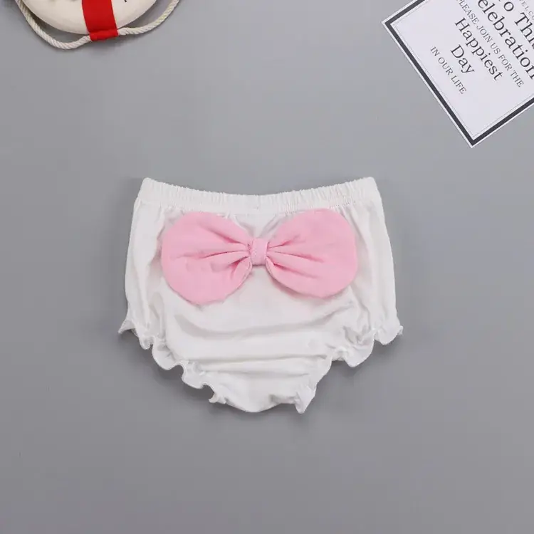 Cute Face Printed Cotton Baby Shorts White 0-3Y - Image 7