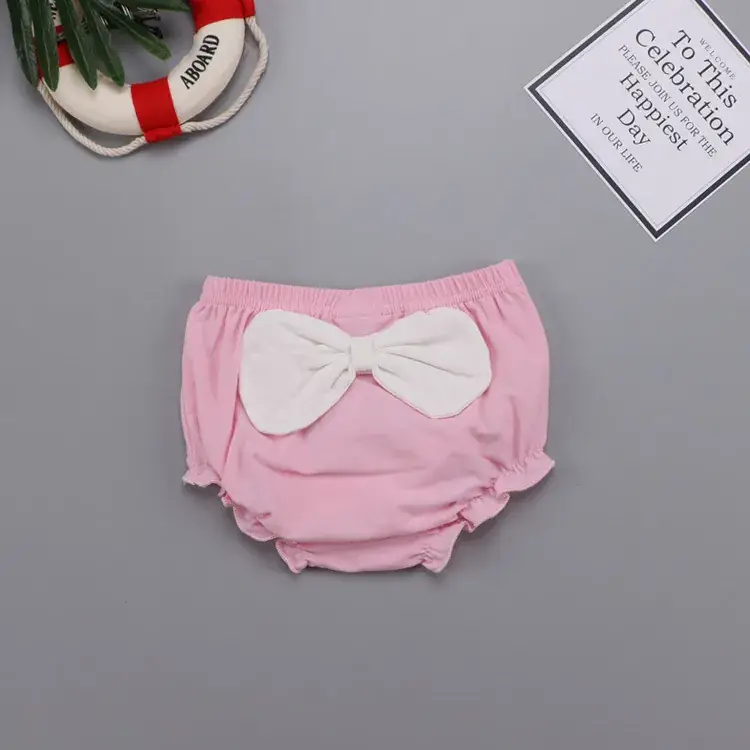 Cute Face Printed Cotton Baby Shorts White 0-3Y - Image 8