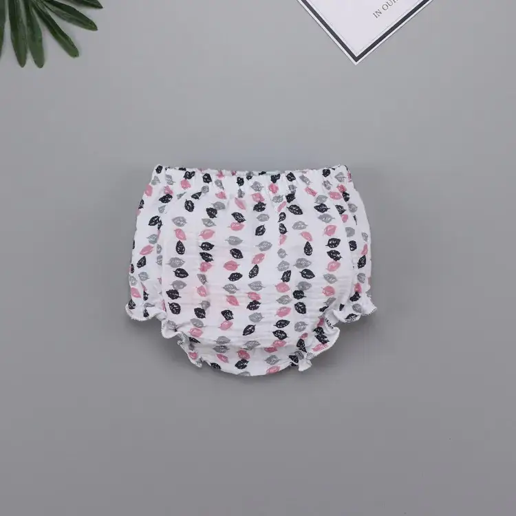 Cute Face Printed Cotton Baby Shorts White 0-3Y - Image 9