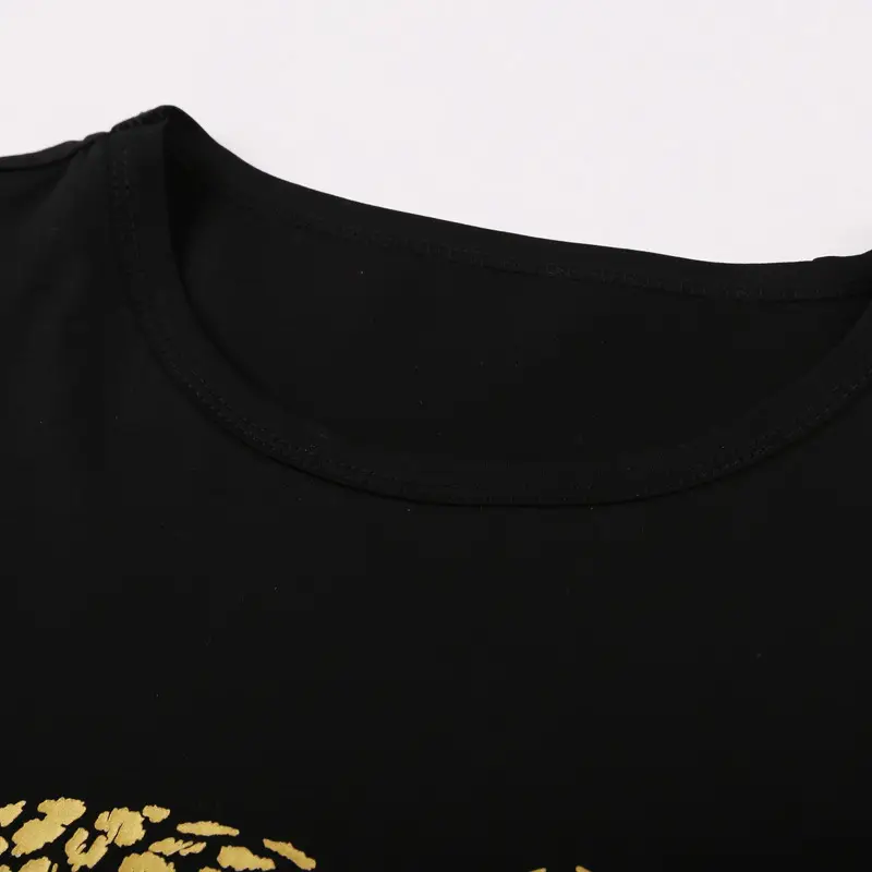 Men Tiger Print T-Shirt Black Extra Large - Image 4