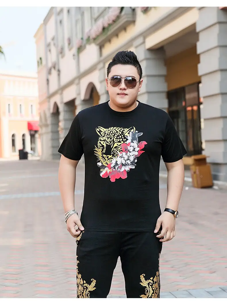 Men Tiger Print T-Shirt Black Extra Large — feature 7