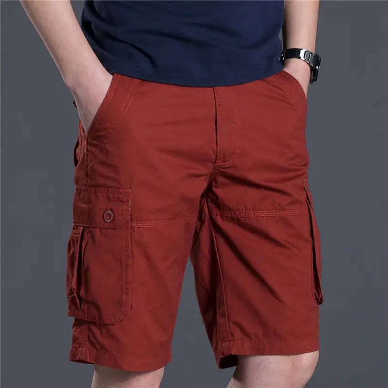 Men's Red Cargo Shorts 2021 Summer Loose Fit - Image 7