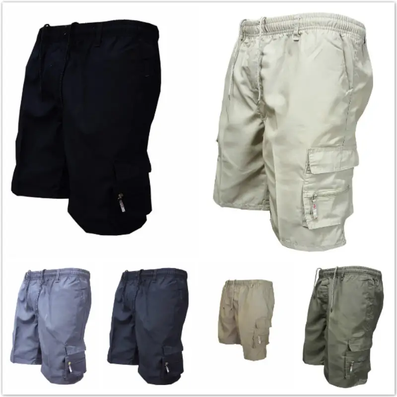 Men Black Multi-Flap Pocket Shorts Cargo Pants - Image 7
