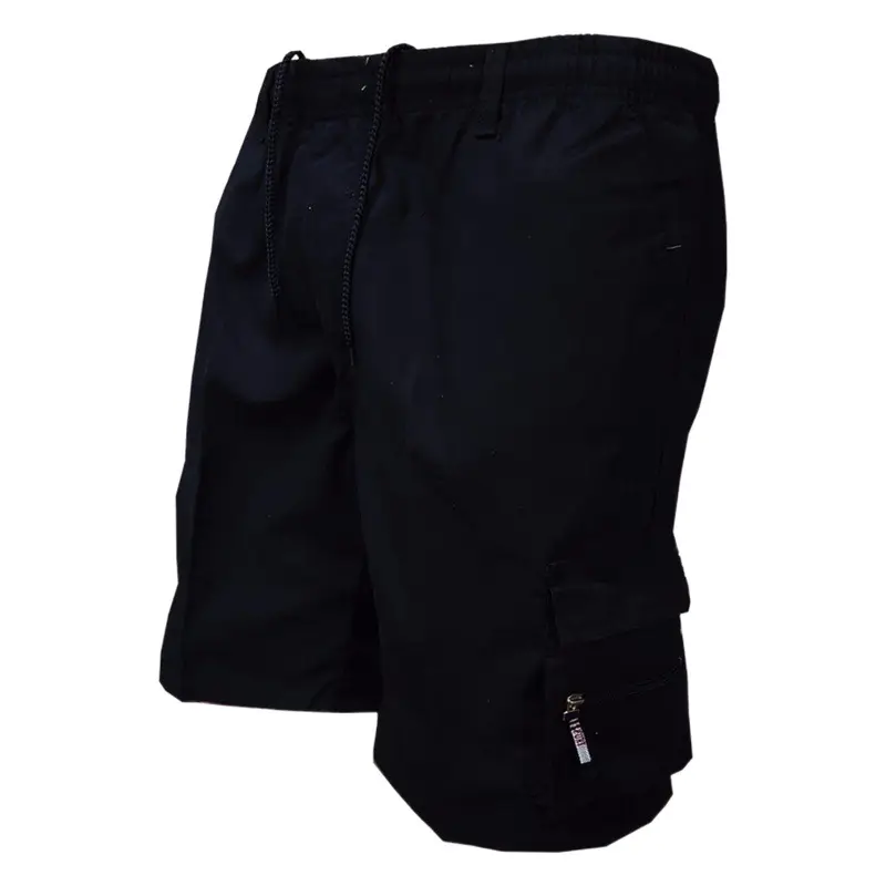 Men Black Multi-Flap Pocket Shorts Cargo Pants
