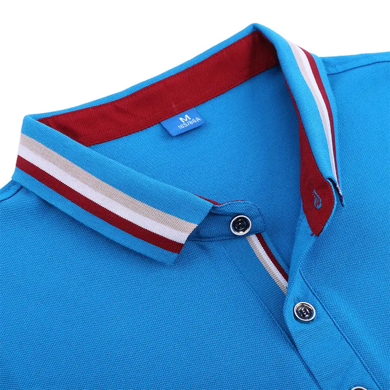 Men Light Blue Polo T-Shirt with Embroidered Logo - Image 17