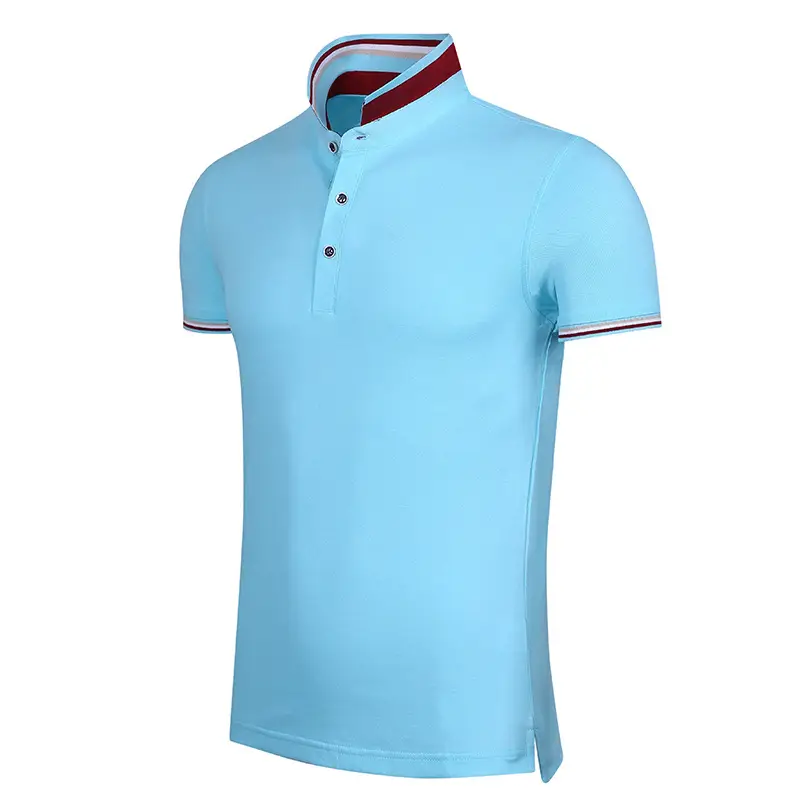 Men Light Blue Polo T-Shirt with Embroidered Logo - Image 12