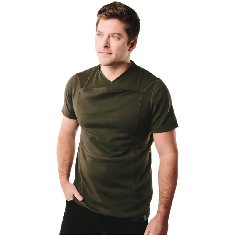 Men Kangaroo V-Collar T-Shirt Black Casual