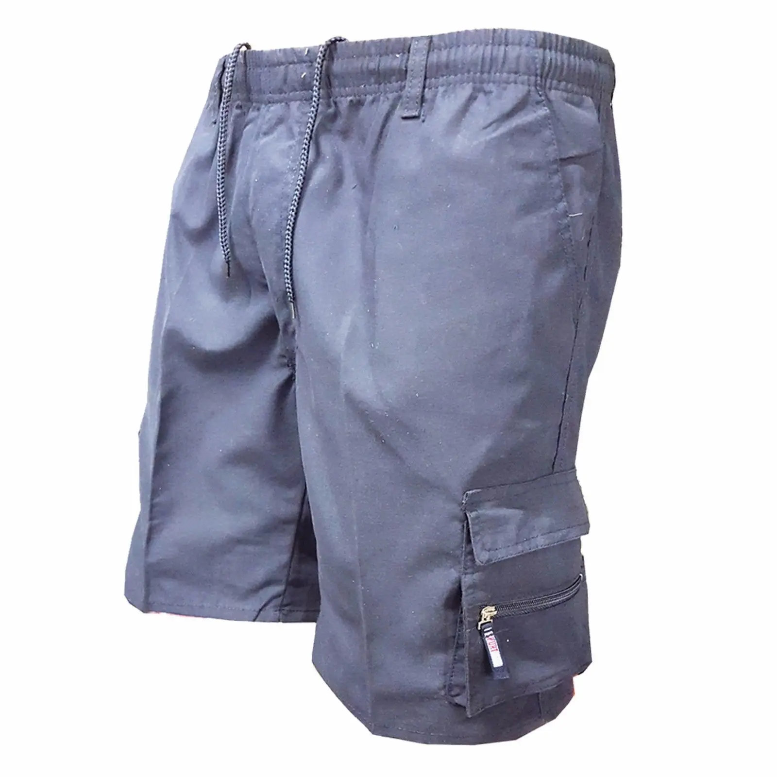 Men's Light Grey Multi-Pocket Cargo Shorts - Image 9