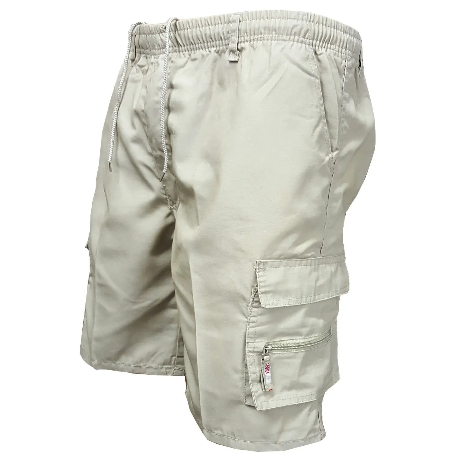 Men's Light Grey Multi-Pocket Cargo Shorts — feature 6