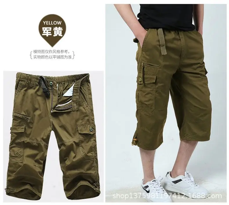 Men's 7-Point Cropped Pants Shorts Black Plus Size - Image 6