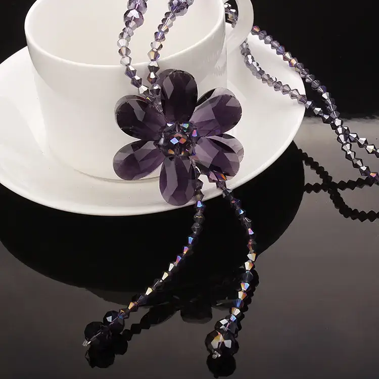 Blue Crystal Petals Long Necklace for Women - Image 10