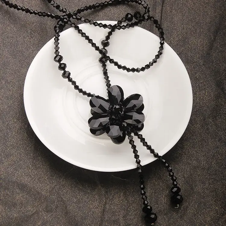 Blue Crystal Petals Long Necklace for Women - Image 2