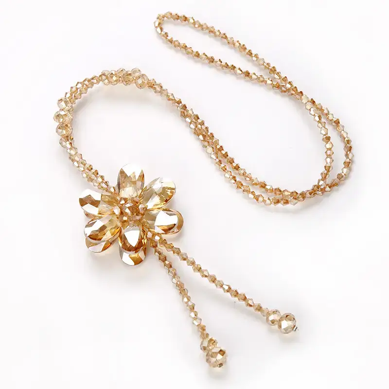 Blue Crystal Petals Long Necklace for Women - Image 12