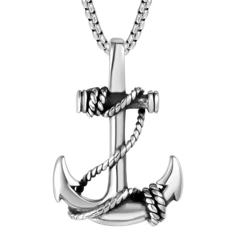 Men's Stainless Steel Anchor Pendant Necklace Pirate Design