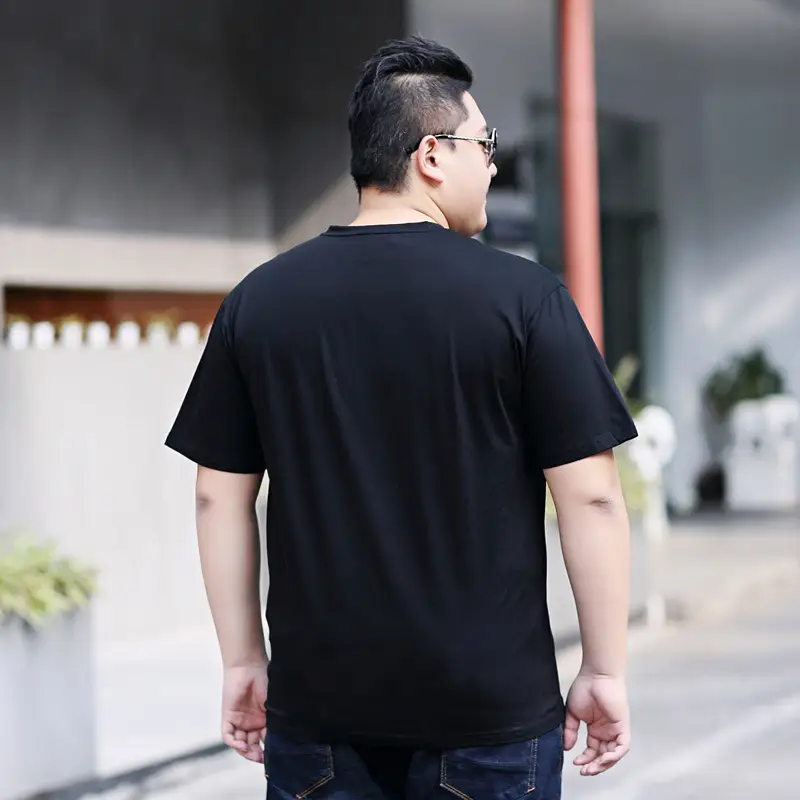 Bi Meng Chao Bamboo Print T-Shirt Black Plus Size