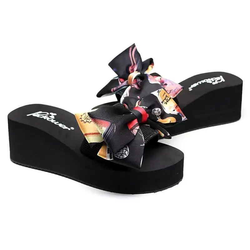 Shining 2025 Slippers Women's Summer Fashion Outerwear 11cm Super High Heel Beach Slippers Bow Thick Soled Flip Flop - Image 11