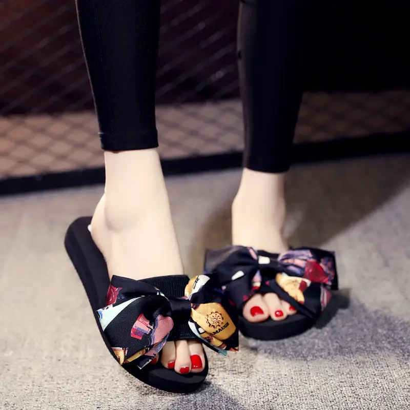 Shining 2025 Slippers Women's Summer Fashion Outerwear 11cm Super High Heel Beach Slippers Bow Thick Soled Flip Flop - Image 6