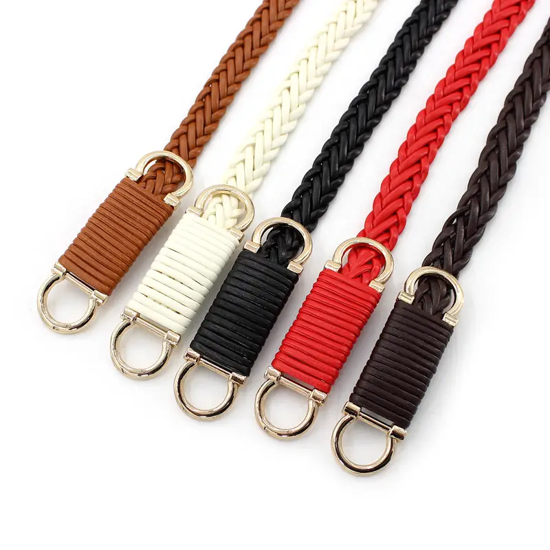 Women's Cream Braided Waist Belt with Joker Buckle - Image 6