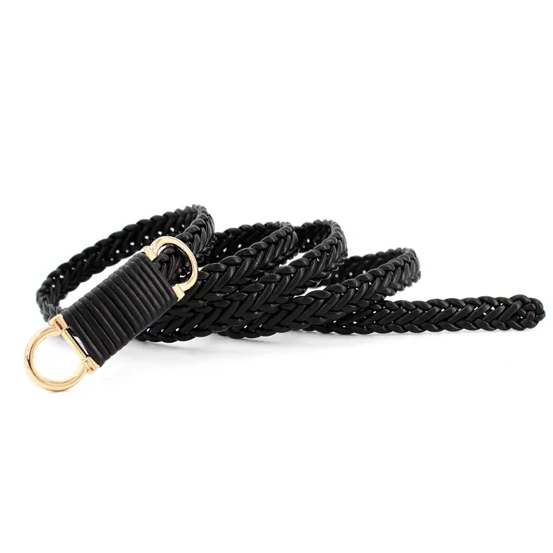 Women's Cream Braided Waist Belt with Joker Buckle - Image 8