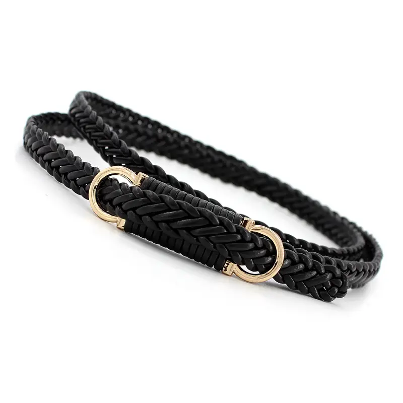 Women's Cream Braided Waist Belt with Joker Buckle - Image 9