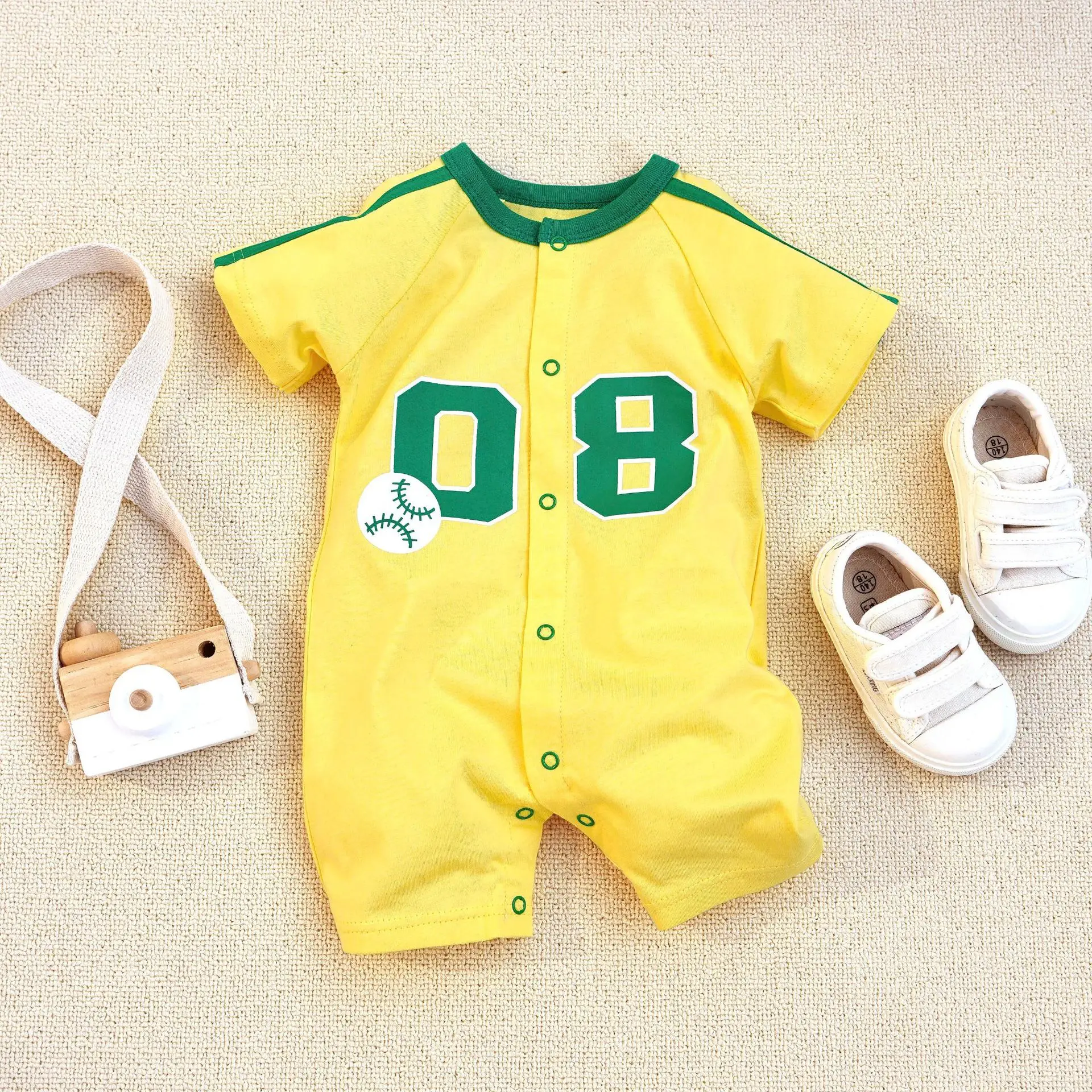 Baby Crossbody Jumpsuit Red White 3-18m - Image 9