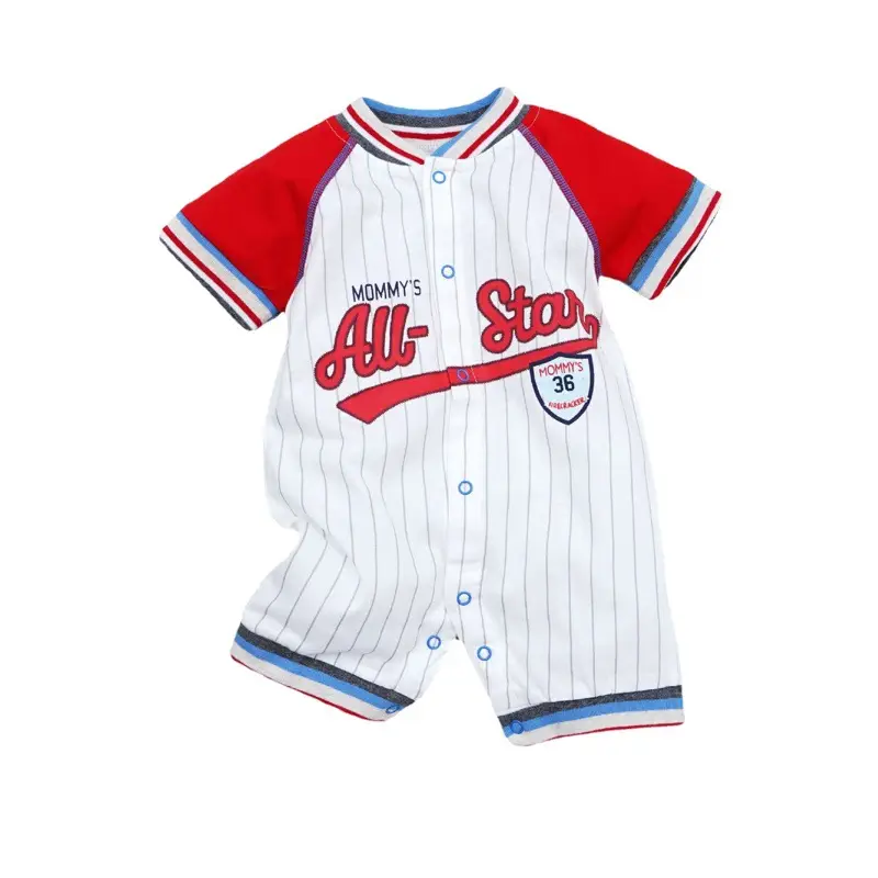 Baby Crossbody Jumpsuit Red White 3-18m