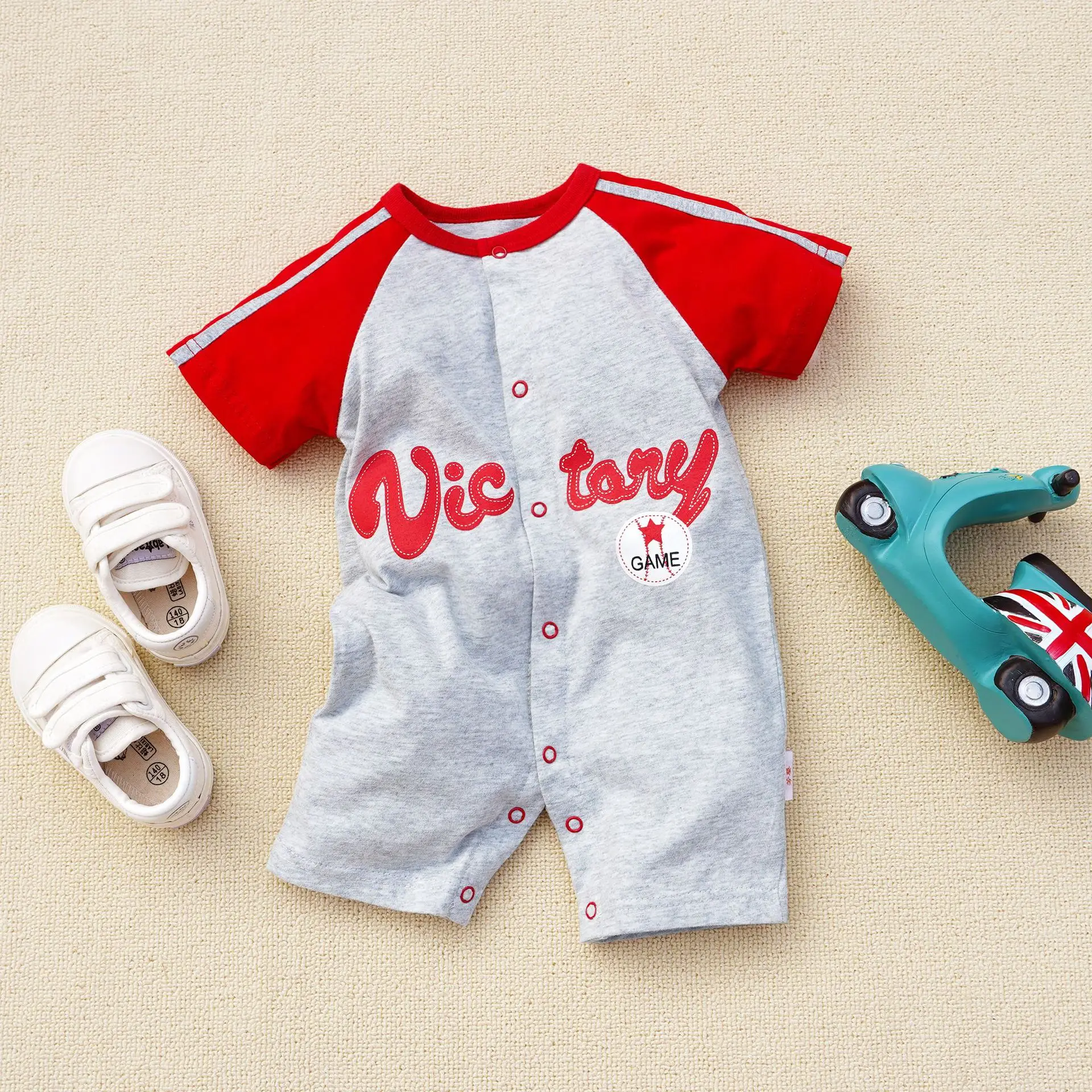 Baby Crossbody Jumpsuit Red White 3-18m - Image 4