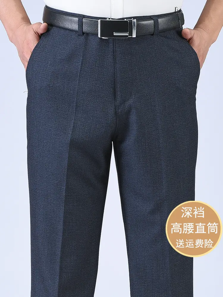 Dark Blue High Waist Western Pants for Men - Image 22