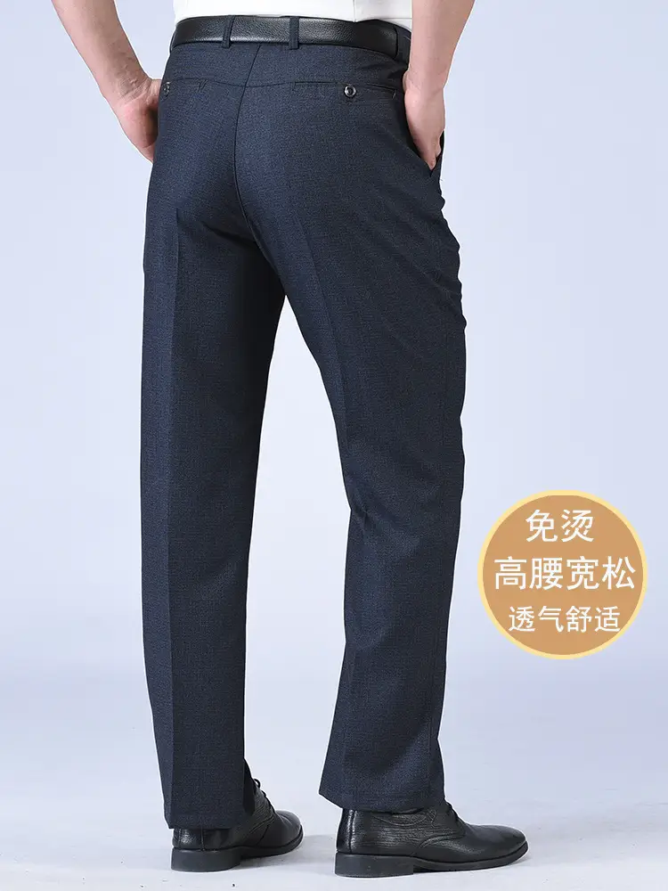 Dark Blue High Waist Western Pants for Men - Image 23