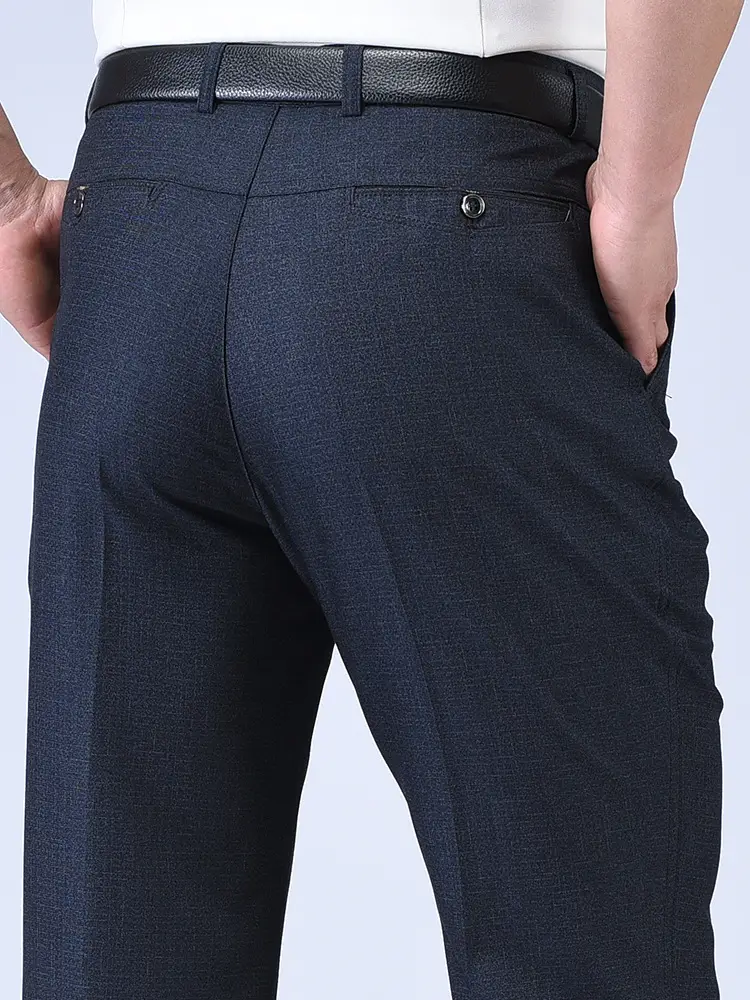 Dark Blue High Waist Western Pants for Men - Image 24