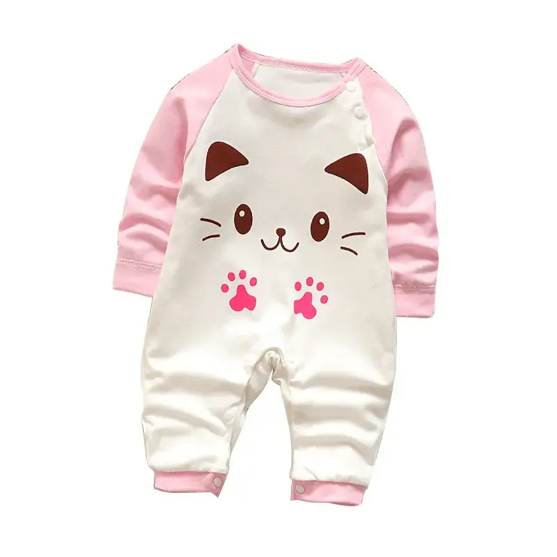 Newborn Pure Cotton Long-Sleeved Jumpsuit Orange White