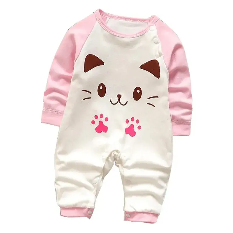 Newborn Pure Cotton Long-Sleeved Jumpsuit Orange White