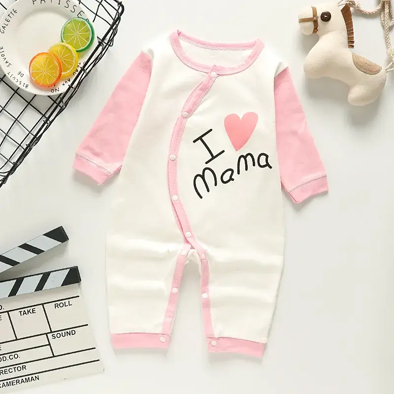 Newborn Pure Cotton Long-Sleeved Jumpsuit Orange White